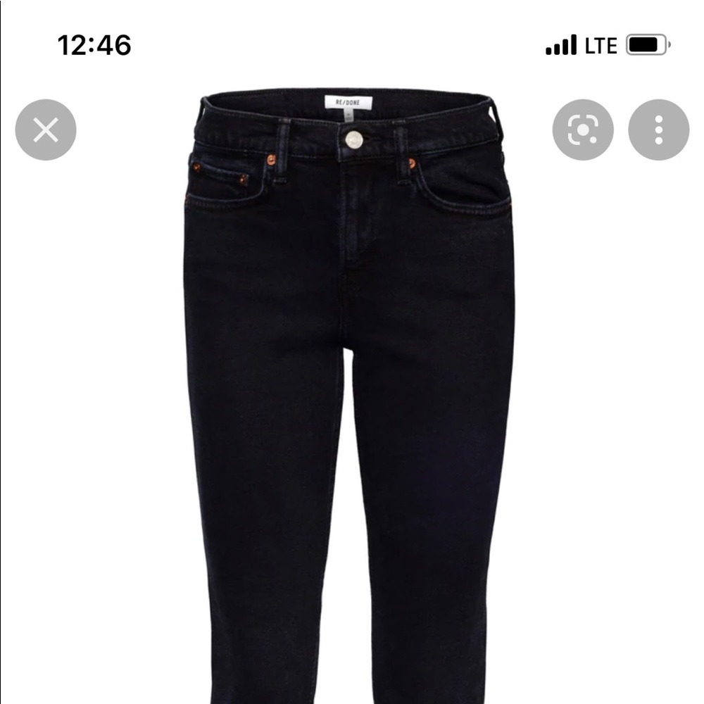 RE/DONE 90'S MID-RISE ANKLE CROP - JET BLUE BLACK